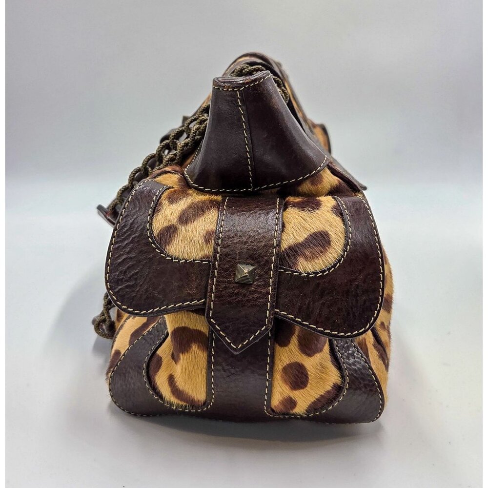 RARE Vintage CHRISTIAN LOUBOUTIN Cheetah Print Pony Hair Leather Chain Bag - Picture 3 of 9